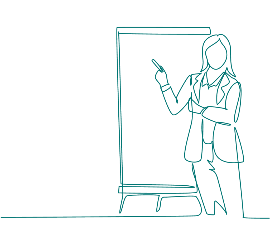 drawing of a woman giving a presentation